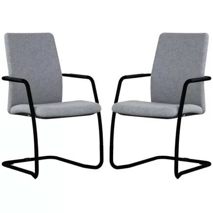 ISABEL│Lot de 2 Fauteuils visiteurs en tissu dossier haut structure noire
