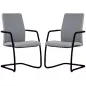 ISABEL│Lot de 2 Fauteuils visiteurs en tissu dossier haut structure noire ISABEL│Lot de 2 Fauteuils visiteurs en tissu dossier haut structure noire