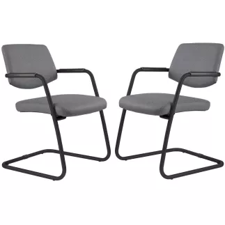 ISABEL│Lot de 2 Fauteuils visiteurs en tissu dossier bas structure noire
