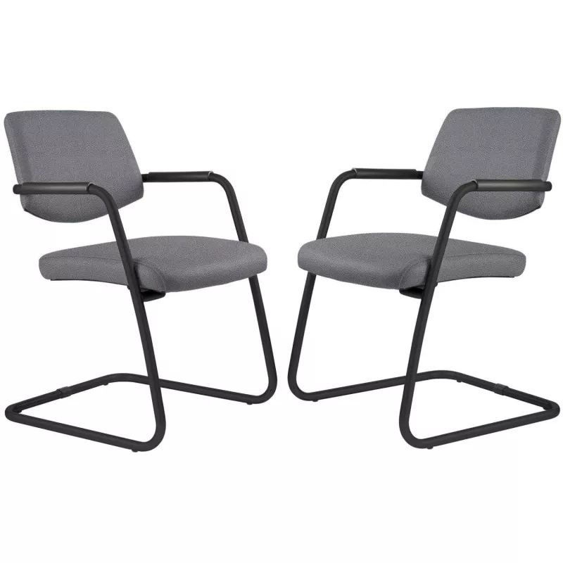 ISABEL│Lot de 2 Fauteuils visiteurs en tissu dossier bas structure noire ISABEL│Lot de 2 Fauteuils visiteurs en tissu dossier bas structure noire