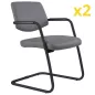 ISABEL│Lot de 2 Fauteuils visiteurs en tissu dossier bas structure noire ISABEL│Lot de 2 Fauteuils visiteurs en tissu dossier bas structure noire