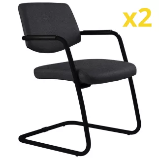 ISABEL│Lot de 2 Fauteuils visiteurs en tissu dossier bas structure noire
