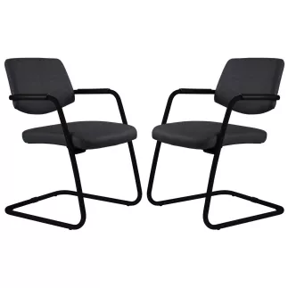 ISABEL│Lot de 2 Fauteuils visiteurs en tissu dossier bas structure noire
