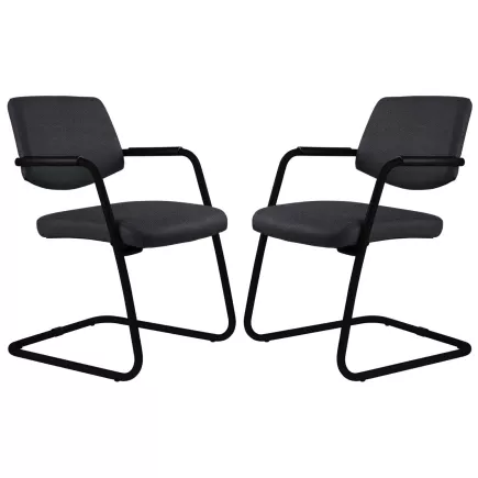 ISABEL│Lot de 2 Fauteuils visiteurs en tissu dossier bas structure noire