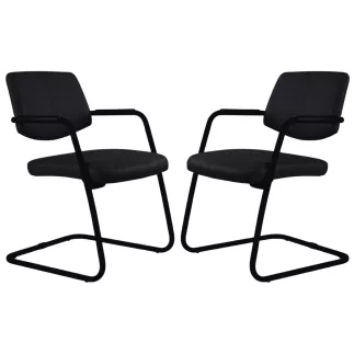 ISABEL│Lot de 2 Fauteuils visiteurs en tissu dossier bas structure noire