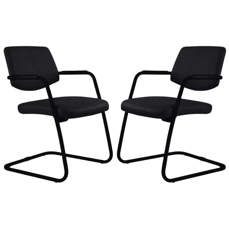 ISABEL│Lot de 2 Fauteuils visiteurs en tissu dossier bas structure noire ISABEL│Lot de 2 Fauteuils visiteurs en tissu dossier bas structure noire