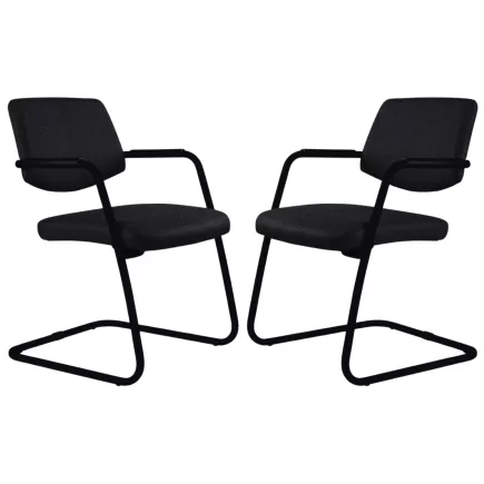 ISABEL│Lot de 2 Fauteuils visiteurs en tissu dossier bas structure noire