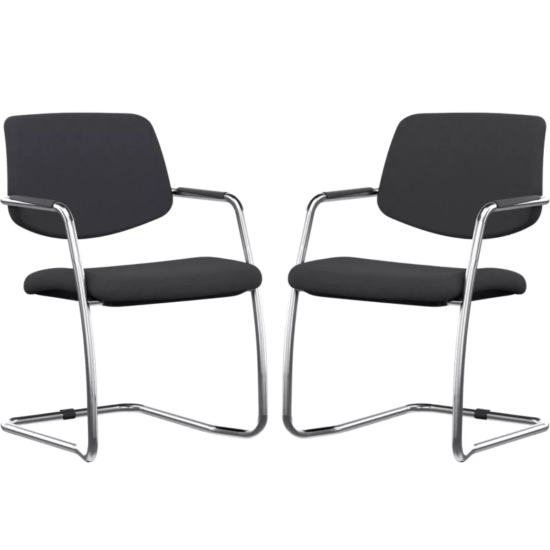 ISABEL│Lot de 2 Fauteuils visiteurs en tissu dossier bas│Pieds luge - structure grise ou chromée ISABEL│Lot de 2 Fauteuils visiteurs en tissu dossier bas│Pieds luge - structure grise ou chromée