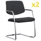 ISABEL│Lot de 2 Fauteuils visiteurs en tissu dossier bas│Pieds luge - structure grise ou chromée ISABEL│Lot de 2 Fauteuils visiteurs en tissu dossier bas│Pieds luge - structure grise ou chromée