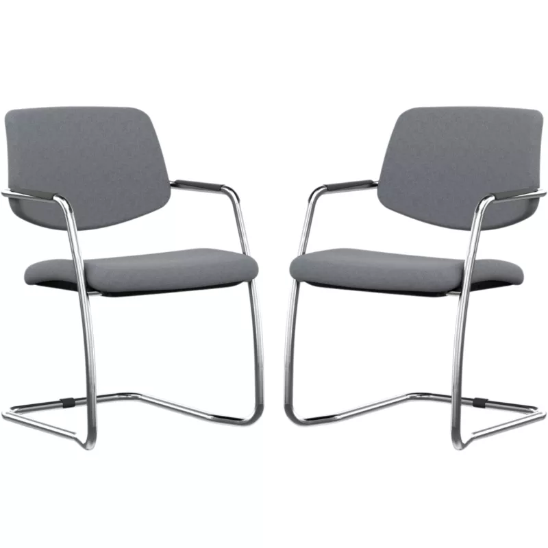 ISABEL│Lot de 2 Fauteuils visiteurs en tissu dossier bas│Pieds luge - structure grise ou chromée ISABEL│Lot de 2 Fauteuils visiteurs en tissu dossier bas│Pieds luge - structure grise ou chromée