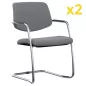 ISABEL│Lot de 2 Fauteuils visiteurs en tissu dossier bas│Pieds luge - structure grise ou chromée ISABEL│Lot de 2 Fauteuils visiteurs en tissu dossier bas│Pieds luge - structure grise ou chromée