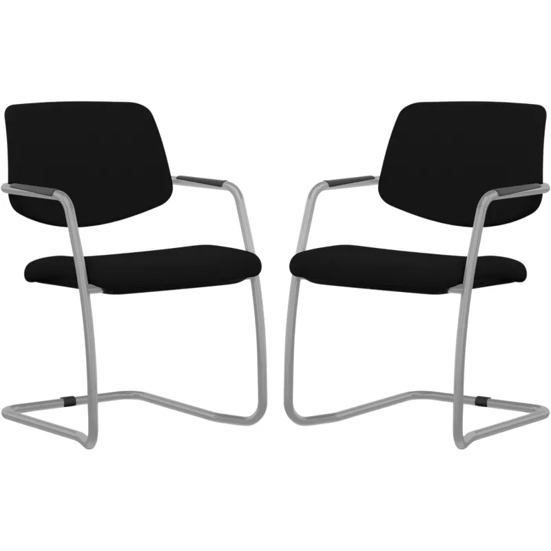 ISABEL│Lot de 2 Fauteuils visiteurs en tissu dossier bas│Pieds luge - structure grise ou chromée ISABEL│Lot de 2 Fauteuils visiteurs en tissu dossier bas│Pieds luge - structure grise ou chromée