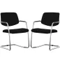 ISABEL│Lot de 2 Fauteuils visiteurs en tissu dossier bas│Pieds luge - structure grise ou chromée