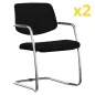 ISABEL│Lot de 2 Fauteuils visiteurs en tissu dossier bas│Pieds luge - structure grise ou chromée
