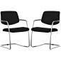 ISABEL│Lot de 2 Fauteuils visiteurs en cuir dossier bas structure chromée