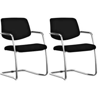 ISABEL│Lot de 2 Fauteuils visiteurs en cuir dossier bas structure chromée