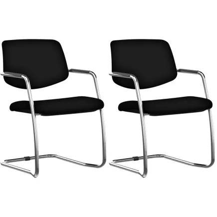 ISABEL│Lot de 2 Fauteuils visiteurs en cuir dossier bas structure chromée