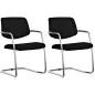ISABEL│Lot de 2 Fauteuils visiteurs en cuir dossier bas structure chromée