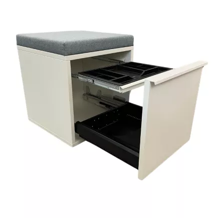 SITAG SYSTEM│Caisson sur roulettes avec top coussin tissu │Profondeur 40 cm│Blanc/Gris clair