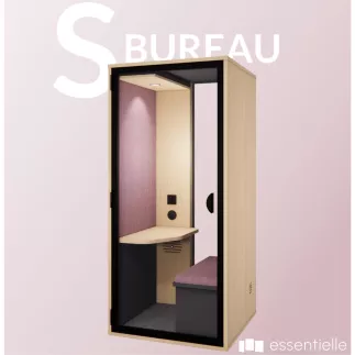 ESSENTIELLE SOLO│Modèle S Bureau│1 personne│Cabine acoustique pleine ou vitrée