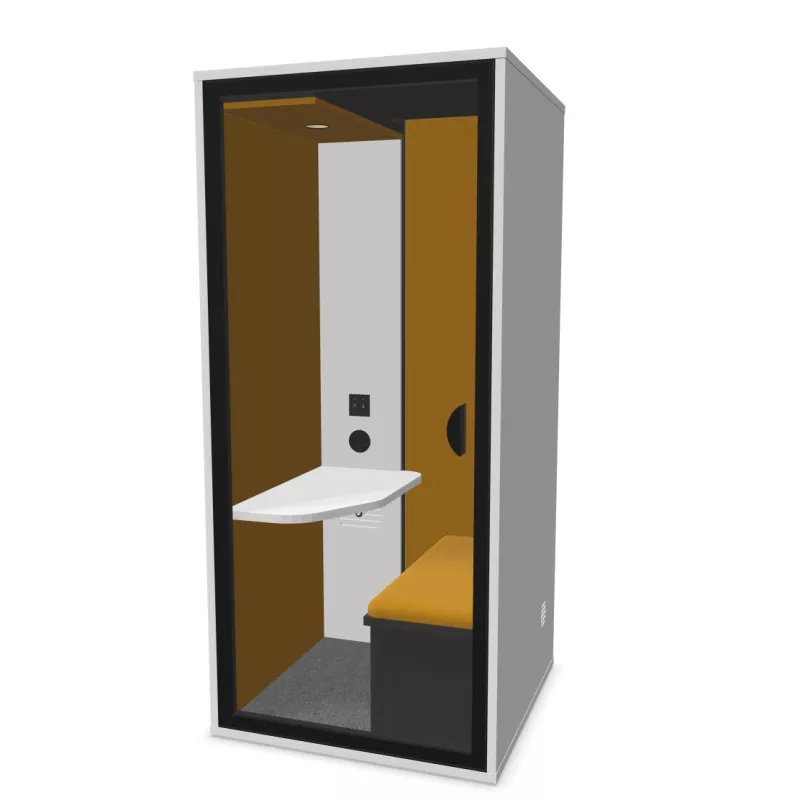 ESSENTIELLE SOLO│Modèle S Bureau│1 personne│Cabine acoustique pleine ou vitrée