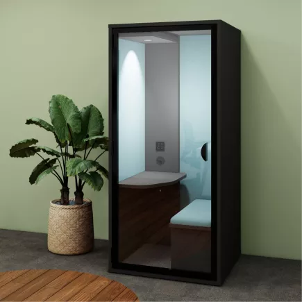 ESSENTIELLE SOLO│Modèle S Bureau│1 personne│Cabine acoustique pleine ou vitrée
