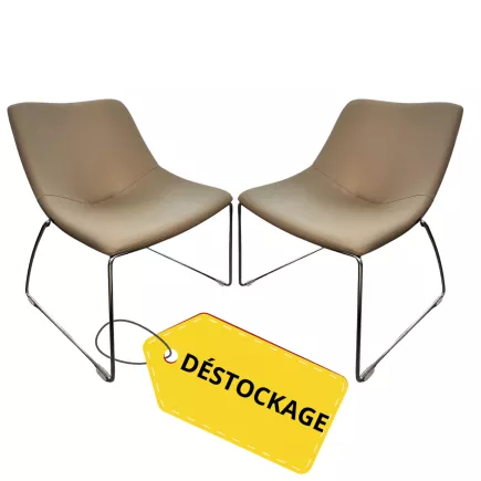VITA│Lot de 2 Chauffeuses pieds filaires│Cannelle/Chromé