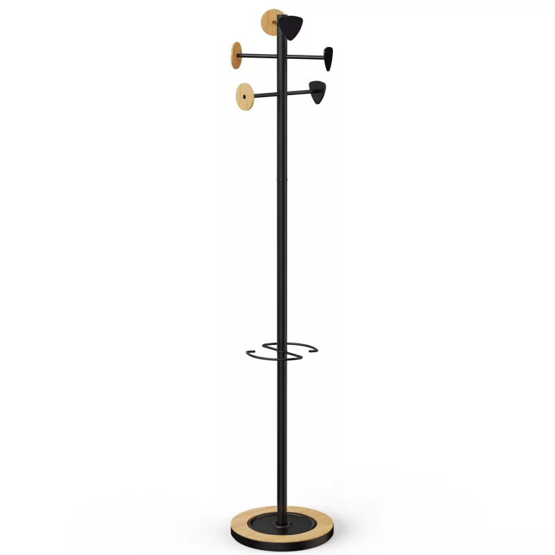 BORA│Porte-manteaux H 178 cm│6 Patères│Bambou / noir BORA│Porte-manteaux H 178 cm│6 Patères│Bambou / noir