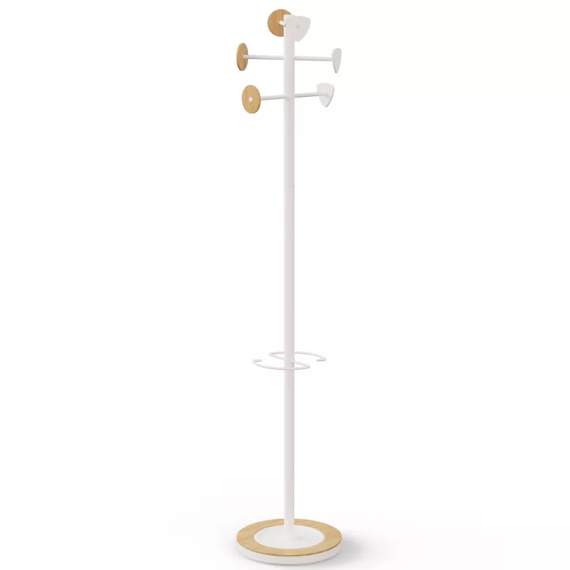 BORA│Porte-manteaux H 178 cm│6 Patères│Bambou / blanc BORA│Porte-manteaux H 178 cm│6 Patères│Bambou / blanc