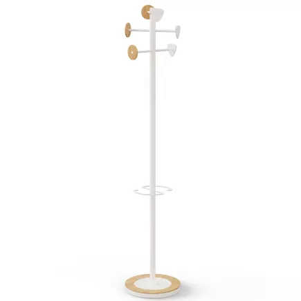 BORA│Porte-manteaux H 178 cm│6 Patères│Bambou / blanc