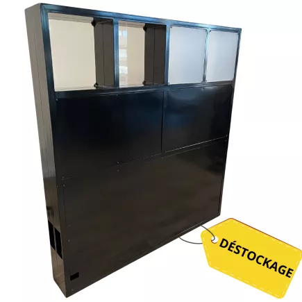 DECO-B│Meubles de séparation à casier L160 x H150cm│Noir / Plexiglass