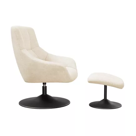BILBAO│Fauteuil avec repose-pieds│Assise pivotante