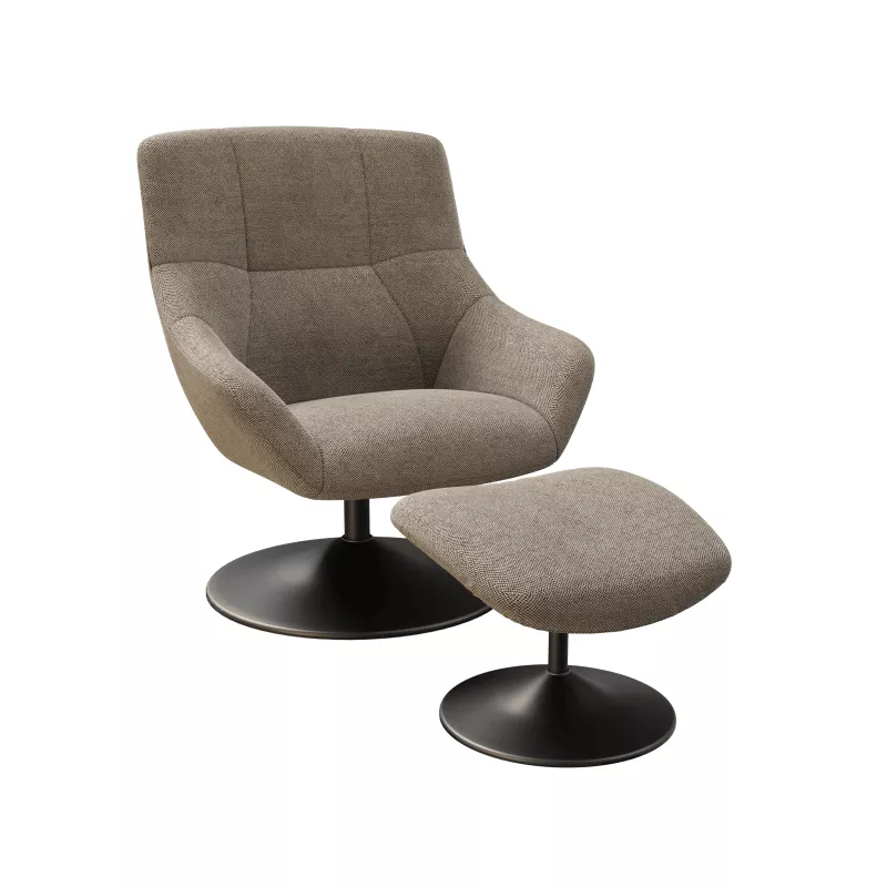 BILBAO│Fauteuil avec repose-pieds│Assise pivotante