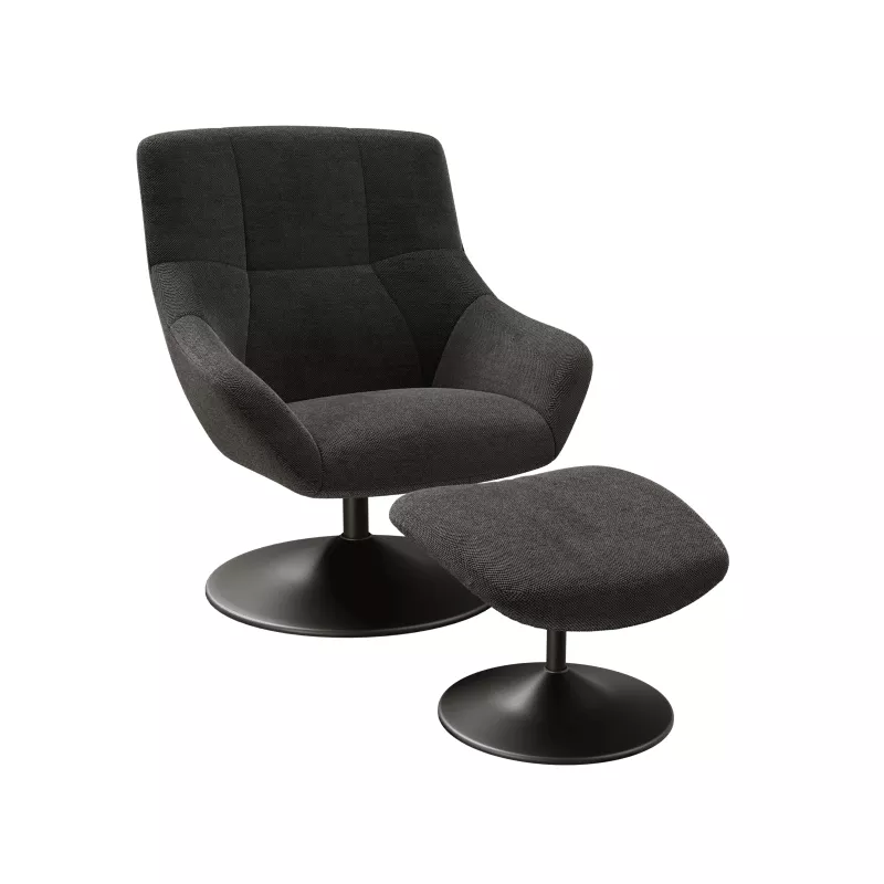 BILBAO│Fauteuil avec repose-pieds│Assise pivotante BILBAO│Fauteuil avec repose-pieds│Assise pivotante
