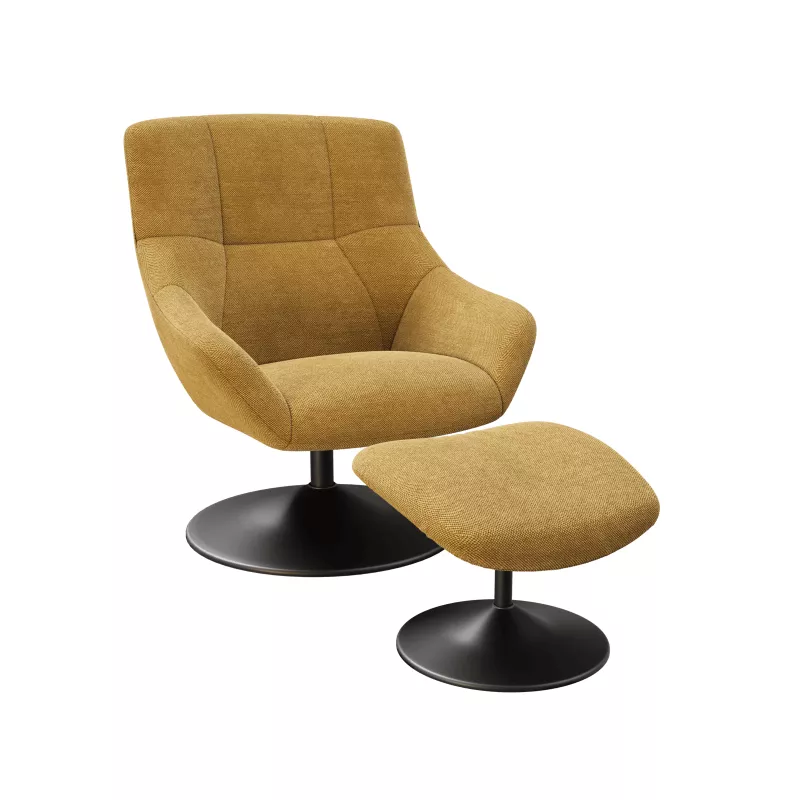 BILBAO│Fauteuil avec repose-pieds│Assise pivotante
