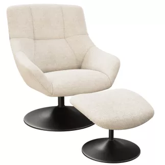 BILBAO│Fauteuil avec repose-pieds│Assise pivotante