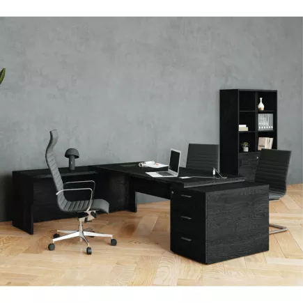 KARA│Bureau de direction avec retour et caisson porteur│4 décors bois à choix