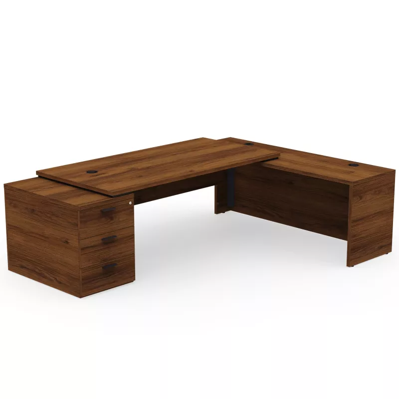 KARA│Bureau de direction avec retour et caisson porteur│4 décors bois à choix