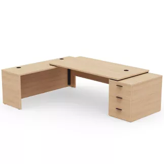 KARA│Bureau de direction avec retour et caisson porteur│4 décors bois à choix