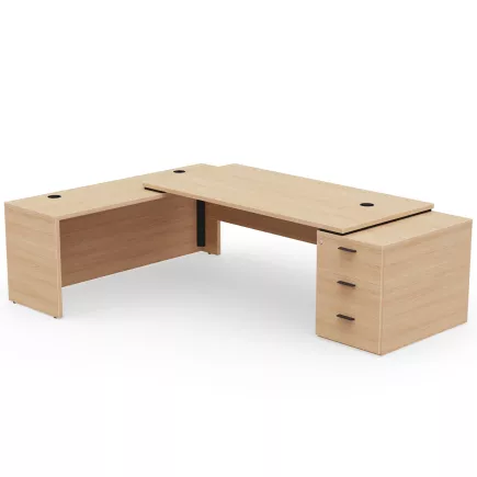 KARA│Bureau de direction avec retour et caisson porteur│4 décors bois à choix