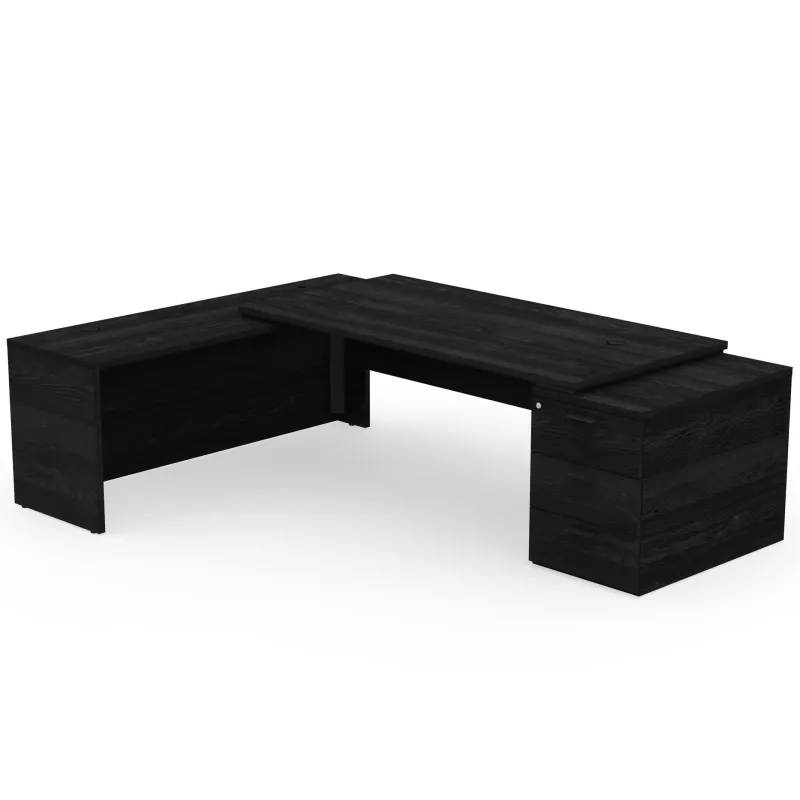 KARA│Bureau de direction avec retour et caisson porteur│4 décors bois à choix