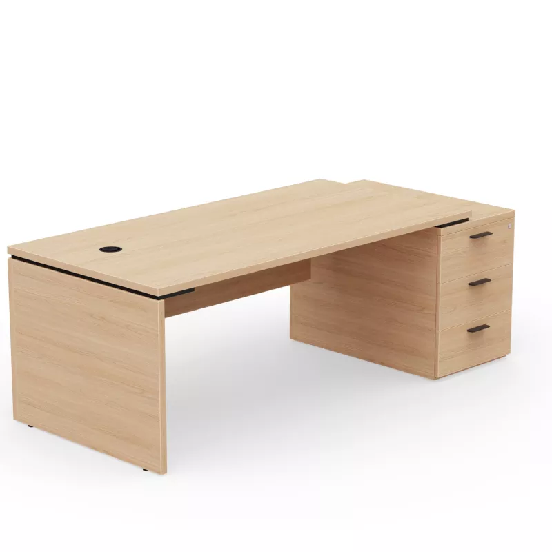 KARA DIRECTION│Bureau de direction avec caisson porteur│4 décors bois à choix
