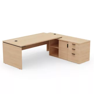 KARA│Bureau de direction avec meuble de rangement porteur│4 décors bois à choix
