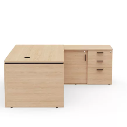 KARA│Bureau de direction avec meuble de rangement porteur│4 décors bois à choix