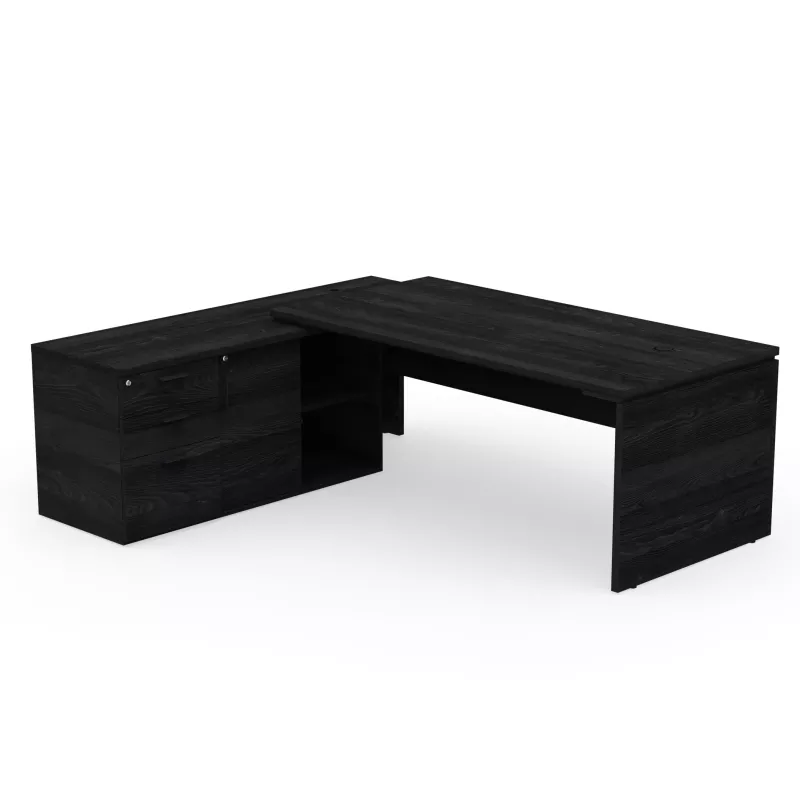KARA│Bureau de direction avec meuble de rangement porteur│4 décors bois à choix