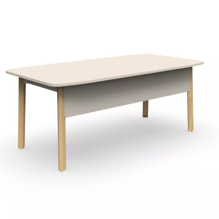 KARL DIRECTION VDF│Bureau de direction - avec voile de fond - plateau droit│Lin / Chêne massif