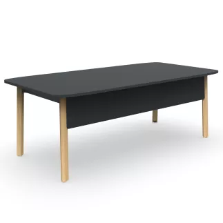 KARL VDF│Bureau de direction droit plateau│Bois noir / Chêne massif