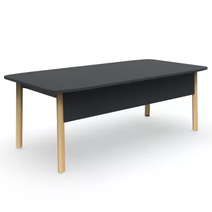 KARL VDF│Bureau de direction droit plateau│Bois noir / Chêne massif