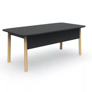 KARL VDF│Bureau de direction droit plateau│Bois noir / Chêne massif