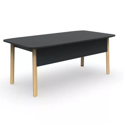 KARL VDF│Bureau de direction droit plateau│Bois noir / Chêne massif